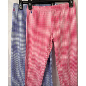 Polo Ralph Lauren Girls Leggings XL Pink Blue Gingham Country Equestrian NWOT